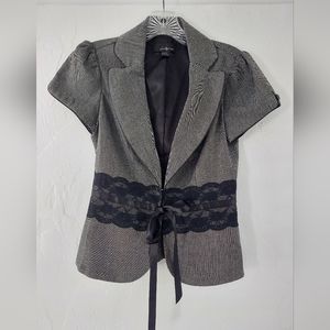 Y2K Lace Detail Short Sleeve Blazer